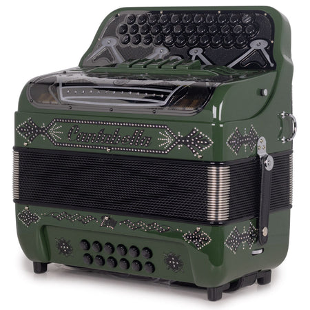 Cantabella Rey II EAD 5 Switches Dark Green with Black Designs-accordion-Cantabella- Hermes Music