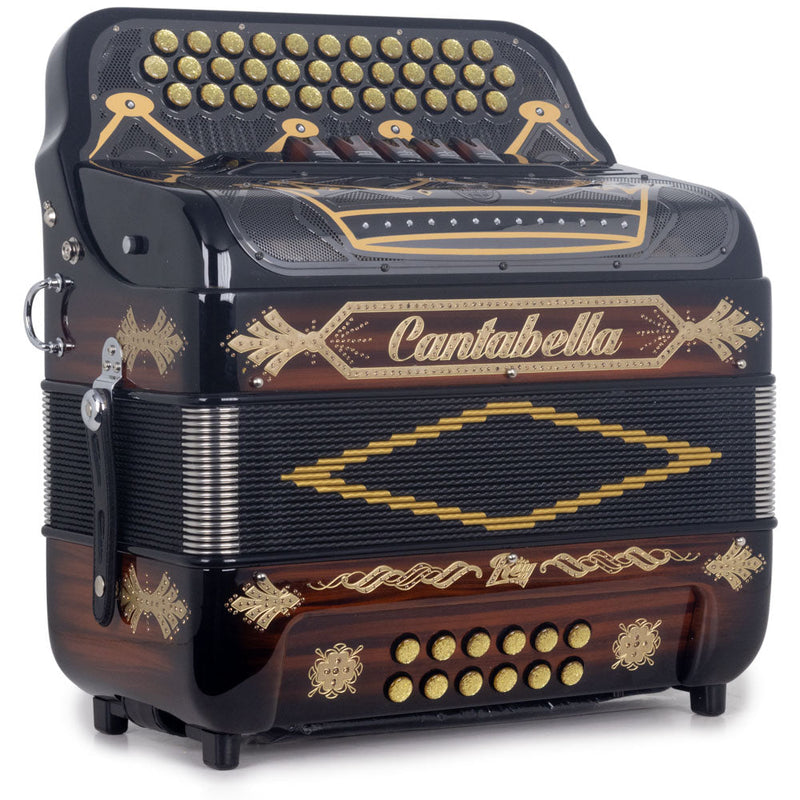 Cantabella Rey II Wooden Accordion 5 Switch FBE Black with Gold-accordion-Cantabella- Hermes Music