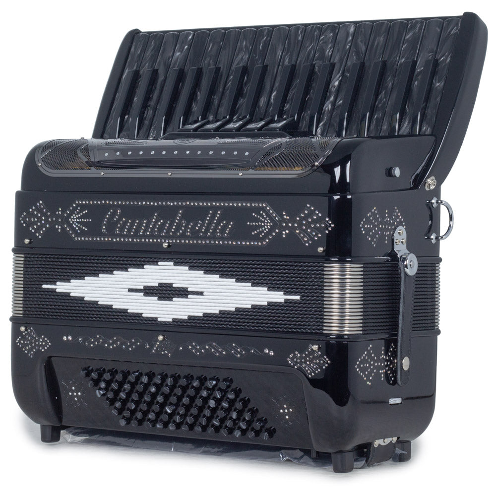 Cantabella Rey Piano Accordion 5 Switch Glossy Black with Black Keys-accordion-Cantabella- Hermes Music