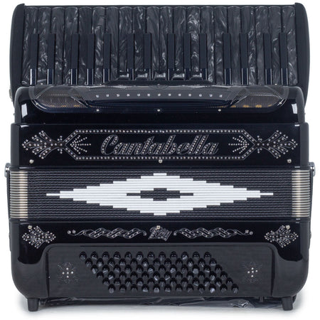 Cantabella Rey Piano Accordion 5 Switch Glossy Black with Black Keys-accordion-Cantabella- Hermes Music