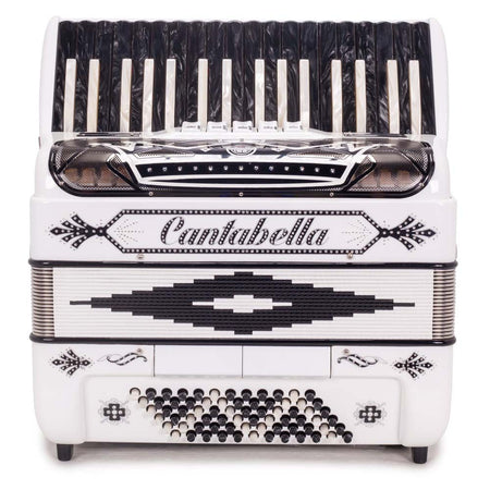 Cantabella Rey Piano Accordion 5 Switch White with Black and White Keys-accordion-Cantabella- Hermes Music