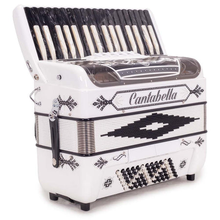 Cantabella Rey Piano Accordion 5 Switch White with Black and White Keys-accordion-Cantabella- Hermes Music