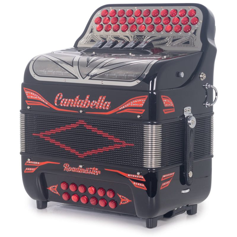 Cantabella Roadmaster Accordion Ultra Compact 5 Switch EAD Black with Red-Accordions & Concertinas-Cantabella- Hermes Music