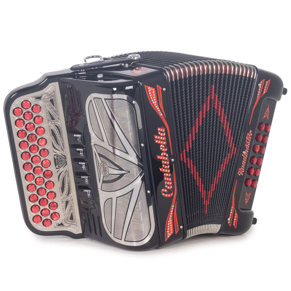 Cantabella Roadmaster Accordion Ultra Compact 5 Switch EAD Black with Red-Accordions & Concertinas-Cantabella- Hermes Music