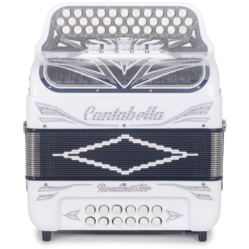 Cantabella Roadmaster Accordion Ultra Compact EAD 5 Switch White with Silver-Accordions & Concertinas-Cantabella- Hermes Music