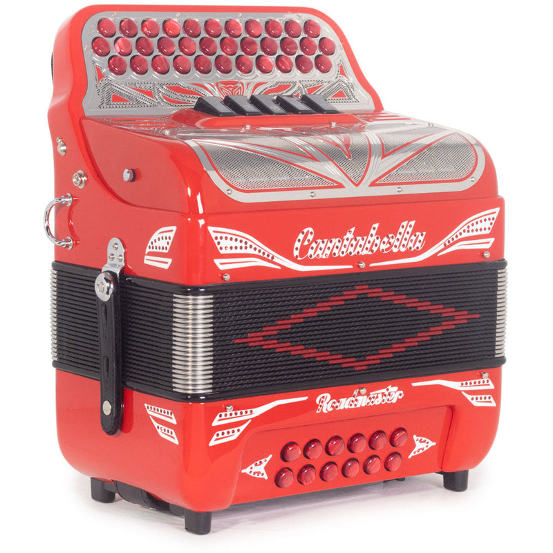 Cantabella Roadmaster Ultra Compact Accordion 5 Switch FBE Red with White Designs-Accordions & Concertinas-Cantabella- Hermes Music