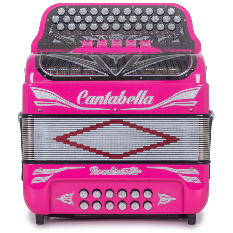 Cantabella Roadmaster Ultra Compact Accordion 5 Switch GCF Pink with White-accordion-Cantabella- Hermes Music