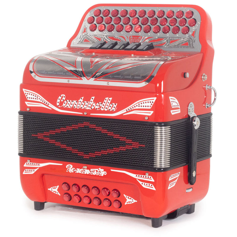 Cantabella Roadmaster Ultra Compact Accordion 5 Switches EAD Red with White Designs-Accordions & Concertinas-Cantabella- Hermes Music
