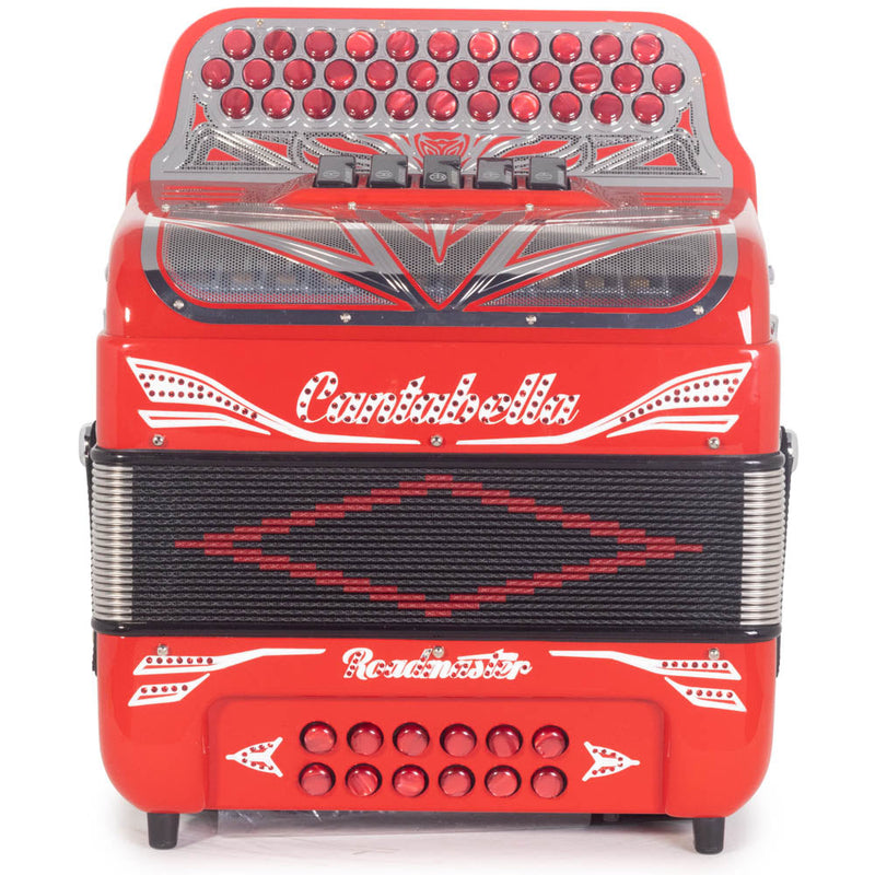 Cantabella Roadmaster Ultra Compact Accordion 5 Switches EAD Red with White Designs-Accordions & Concertinas-Cantabella- Hermes Music