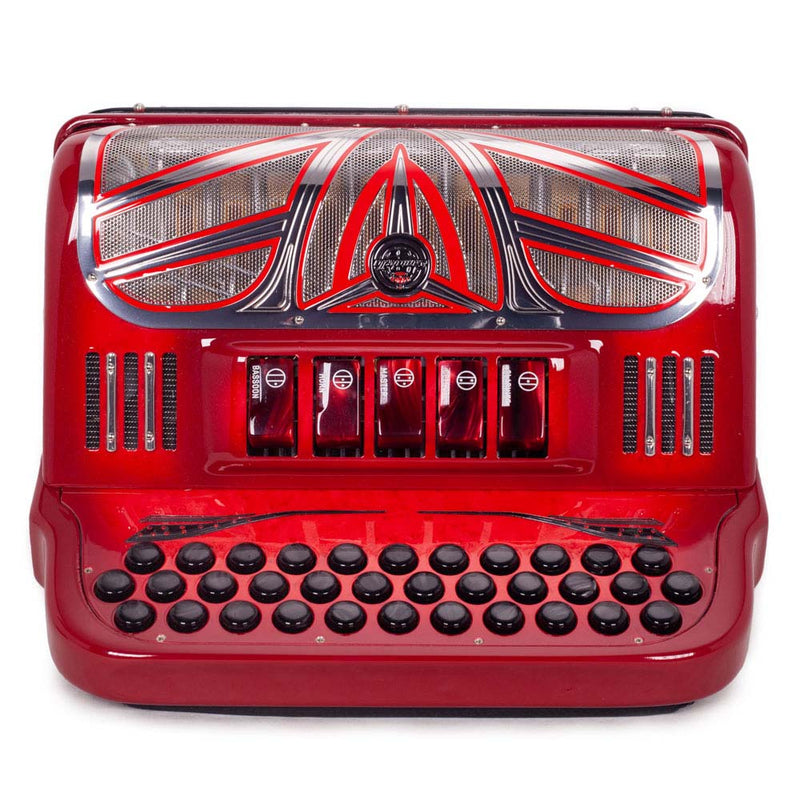 Cantabella Roadmaster Ultra Compact Accordion 5 Switches GCF Red-accordion-Cantabella- Hermes Music