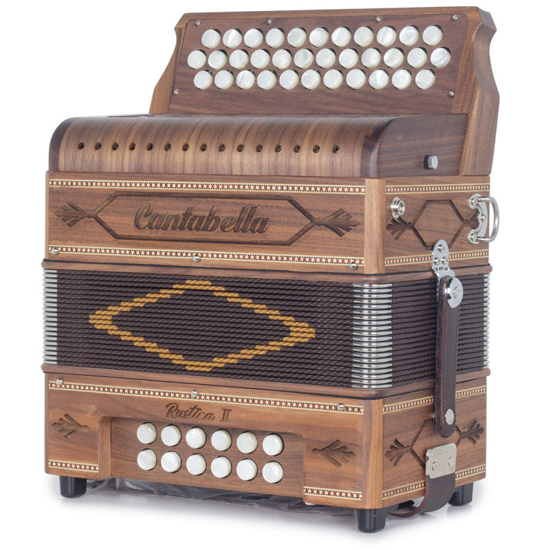 Cantabella Rustica II Accordion No Switch FBE Wood with Brown Grill-accordion-Cantabella- Hermes Music