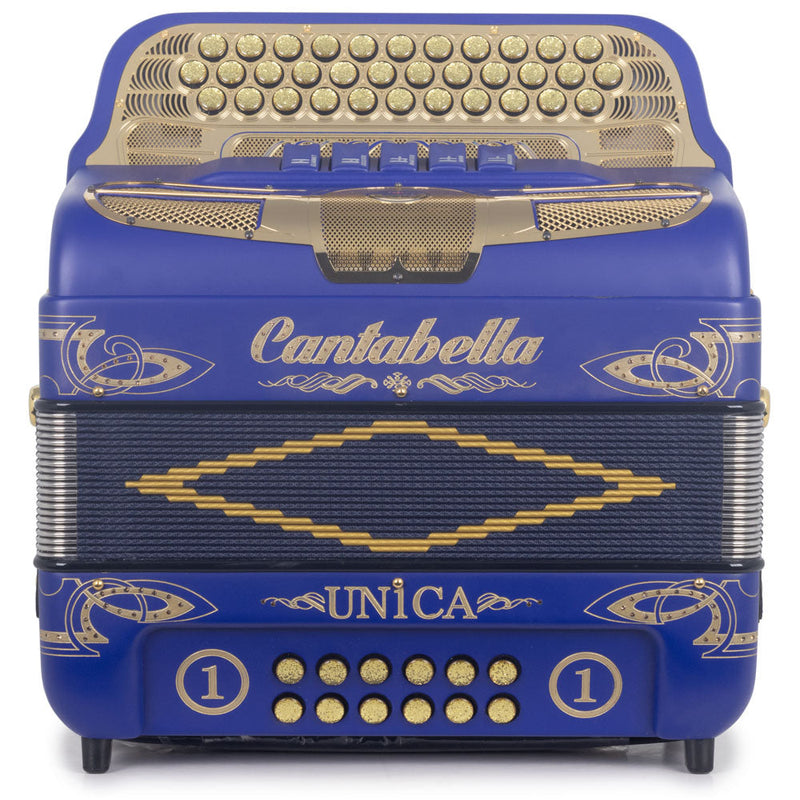 Cantabella Única Accordion 5 Switches EAD Blue Matte with Gold-accordion-Cantabella- Hermes Music