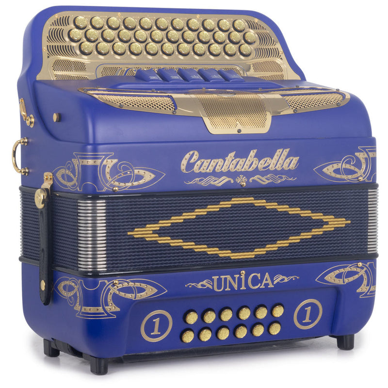 Cantabella Única Accordion 5 Switches EAD Blue Matte with Gold-accordion-Cantabella- Hermes Music