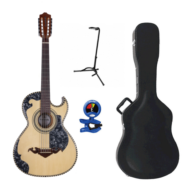 Cascabel Bajo Quinto Cedar, with Cord, and Chrome T Machine Bundle with Case and Accessories-Bajo Quinto-Cascabel- Hermes Music