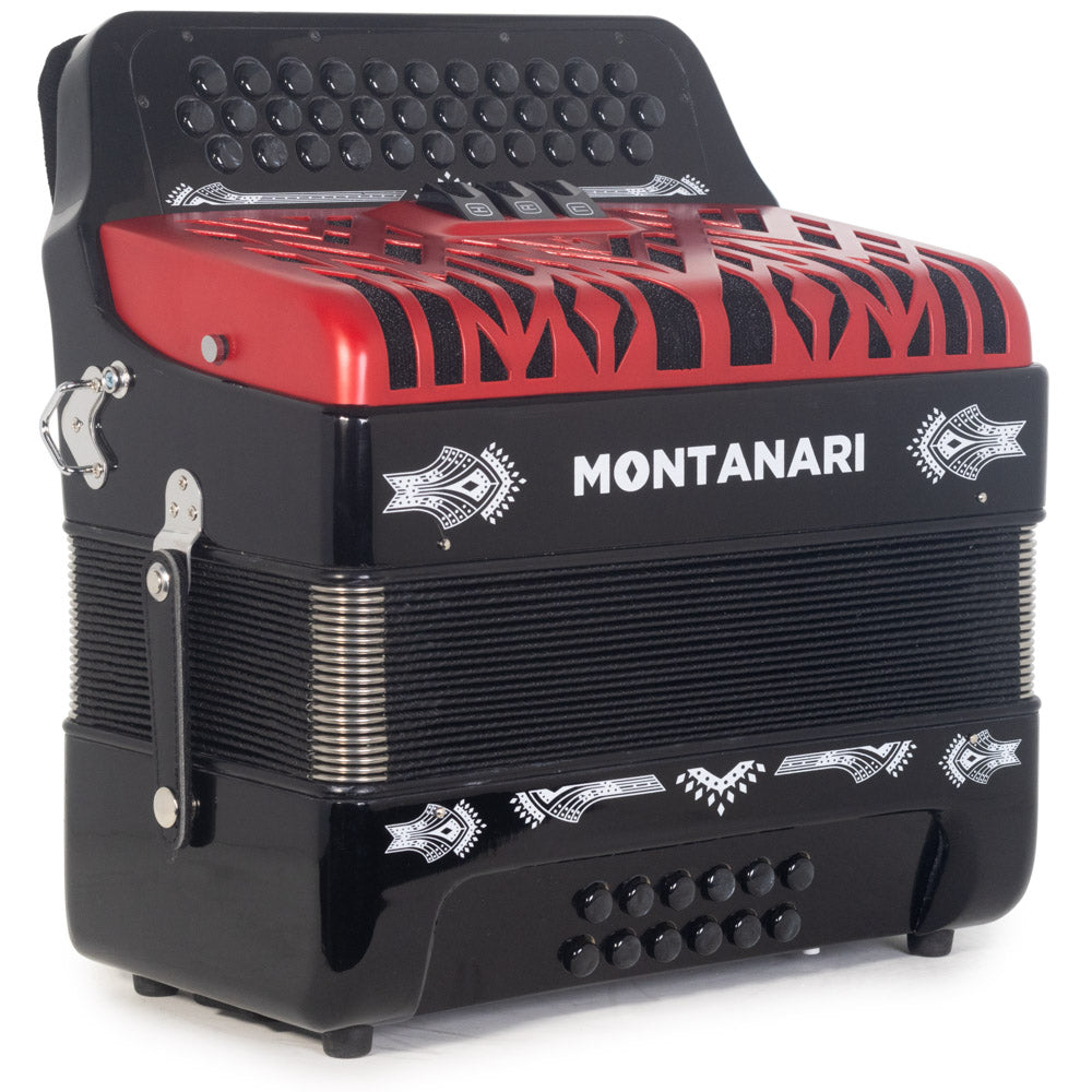 Combo Montanari CM II 3412 con Micrófono Harmonik Negro con Rojo-accordion-Hermes Music- Hermes Music