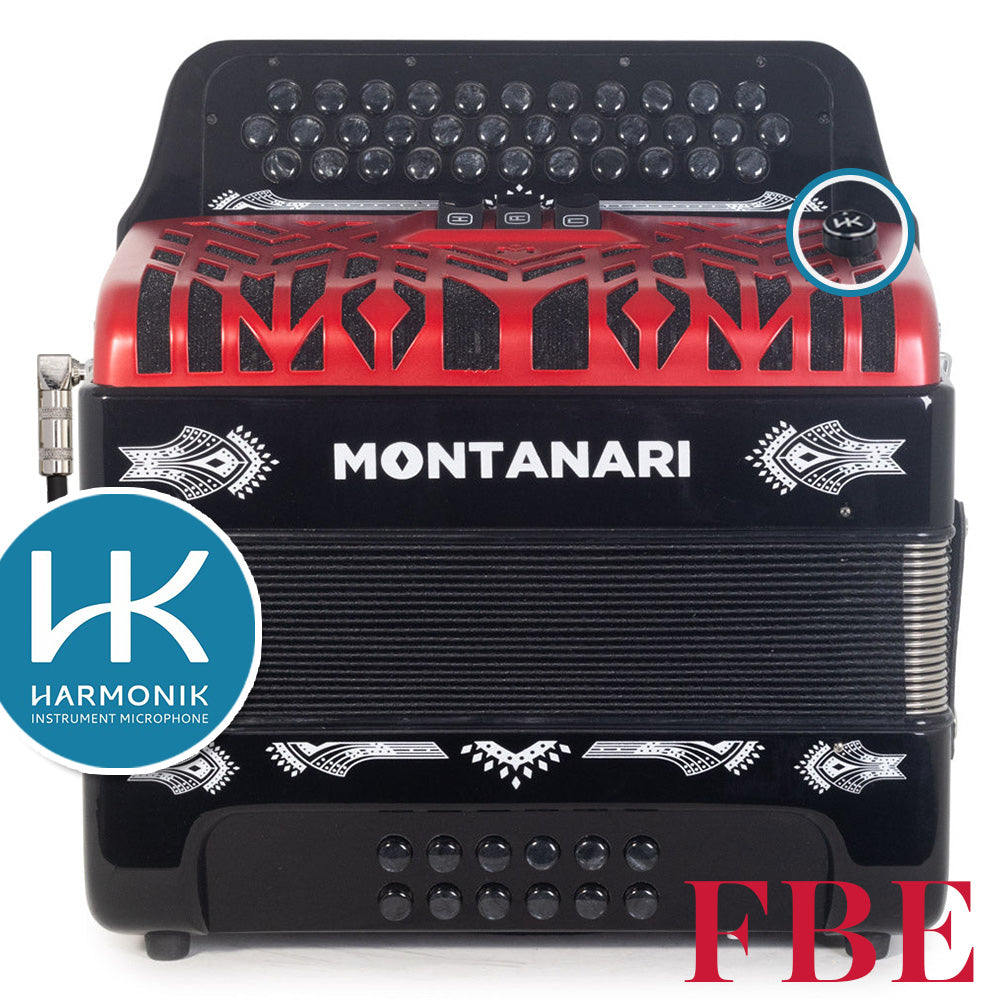Combo Montanari CM II 3412 con Micrófono Harmonik Negro con Rojo-accordion-Hermes Music- Hermes Music