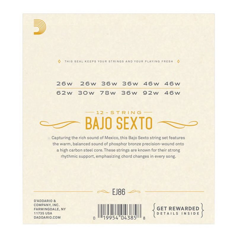 D'Addario Strings for Bajo Sexto J86-accessories-Daddario- Hermes Music