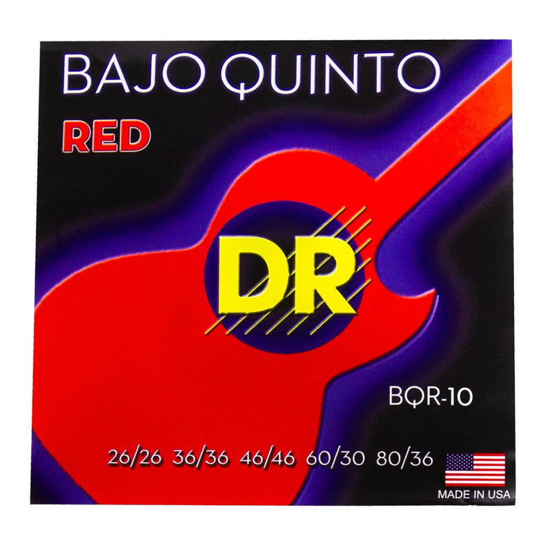 Dr Strings BQR-10 Bajo Quinto Strings Red-accessories-Dr Strings- Hermes Music