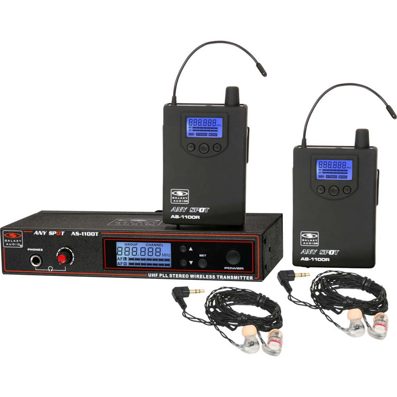 Galaxy Audio AS-1100-2D Wireless In-Ear Twin Pack Monitor System (D: 584 to 607 MHz)-wireless system-Galaxy Audio- Hermes Music
