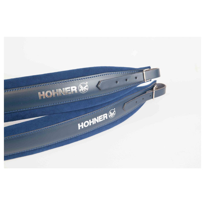 Hohner Accordion Straps Blue Leather and Velvet-accessories-Hohner- Hermes Music
