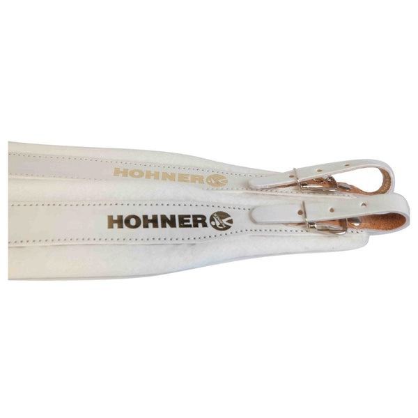 Hohner Accordion Straps White Leather-accessories-Hohner- Hermes Music