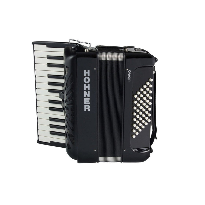 Hohner Bravo II Key Accordion with 48 Bass Buttons - Black-accordion-Hohner- Hermes Music