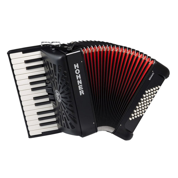 Hohner Bravo II Key Accordion with 48 Bass Buttons - Black-accordion-Hohner- Hermes Music