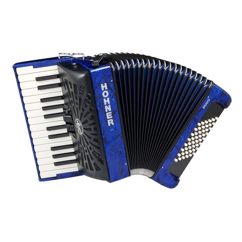 Hohner Bravo II Key Accordion with 48 Bass Buttons - Blue-accordion-Hohner- Hermes Music