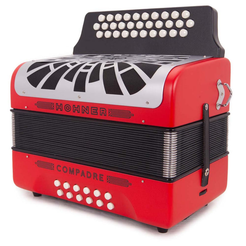 Hohner Compadre EAD Red with Matte Gray Grill-accordion-Hohner- Hermes Music