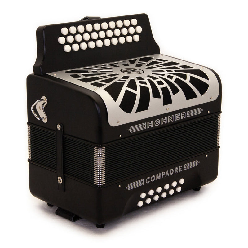 Hohner Compadre FBE Black with Matte Gray Grill-accordion-Hohner- Hermes Music
