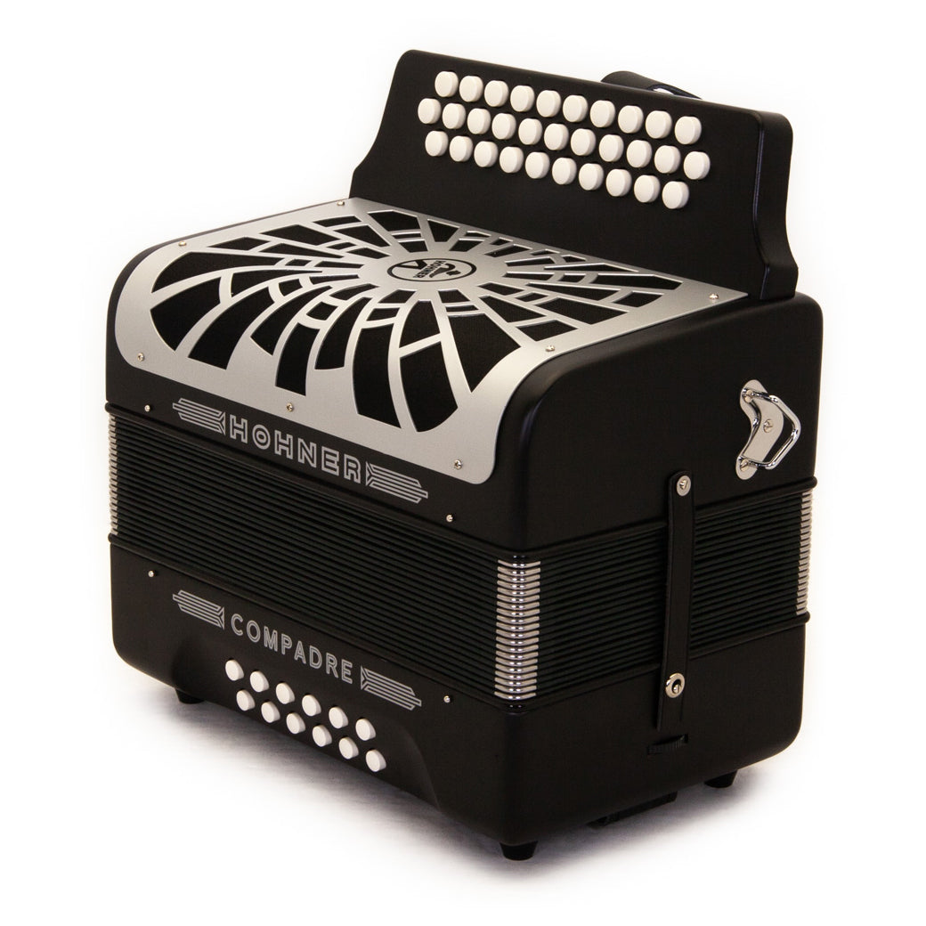 Hohner Compadre FBE Black with Matte Gray Grill-accordion-Hohner- Hermes Music