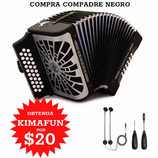 Hohner Compadre GCF Black with Matte Gray Grill with Kimafun-bundle-Hermes Music- Hermes Music