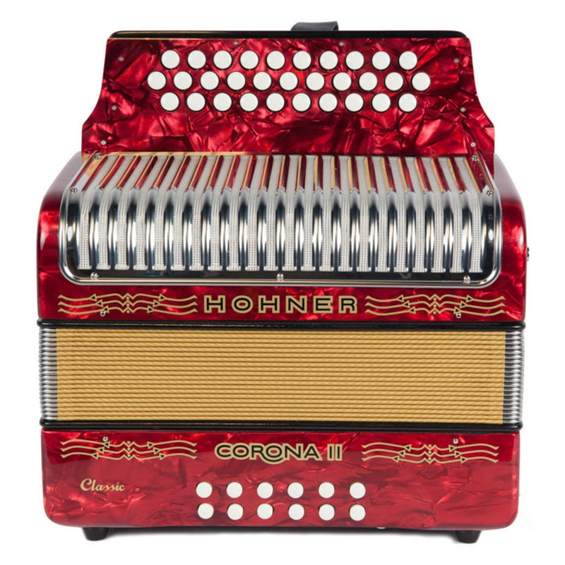 Hohner Corona II Classic GCF Diatonic Accordion in Red-accordion-Hohner- Hermes Music