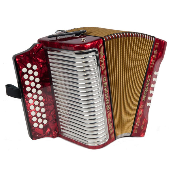 Hohner Corona II Classic GCF Diatonic Accordion in Red-accordion-Hohner- Hermes Music