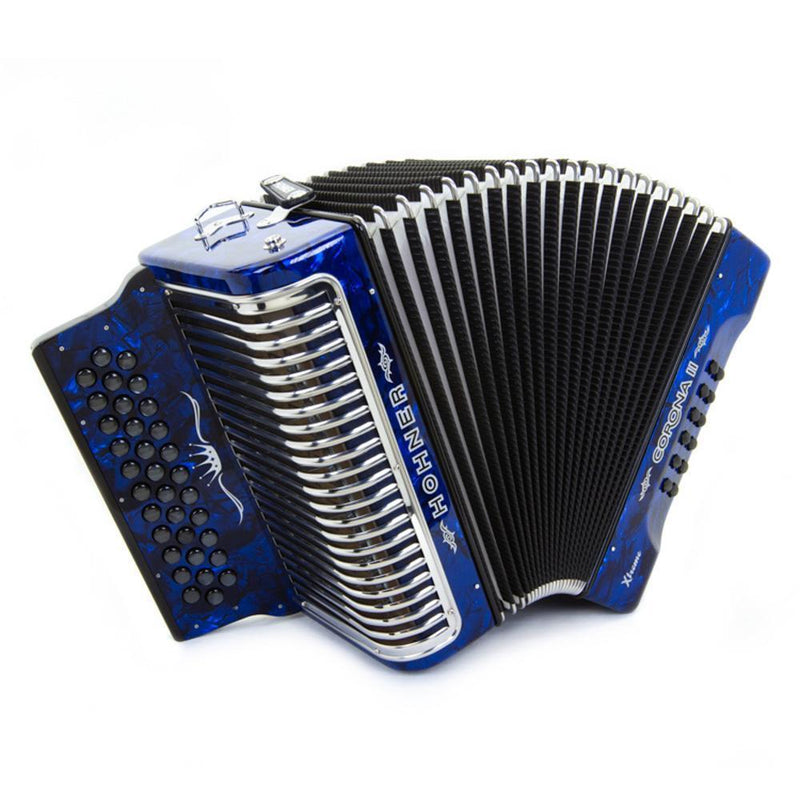Hohner Corona II Xtreme GCF Blue-accordion-Hohner- Hermes Music