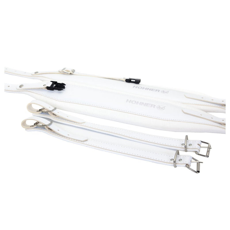 Hohner Extra Large Accordion Straps White Leather and Velvet-accessories-Hohner- Hermes Music