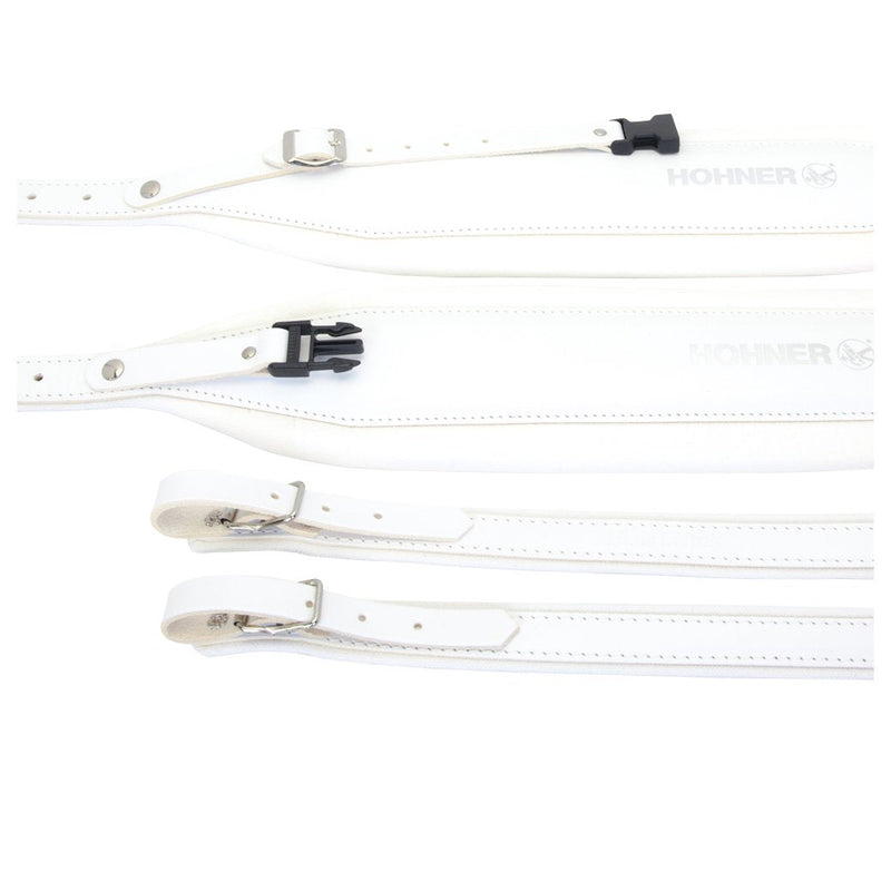 Hohner Extra Large Accordion Straps White Leather and Velvet-accessories-Hohner- Hermes Music