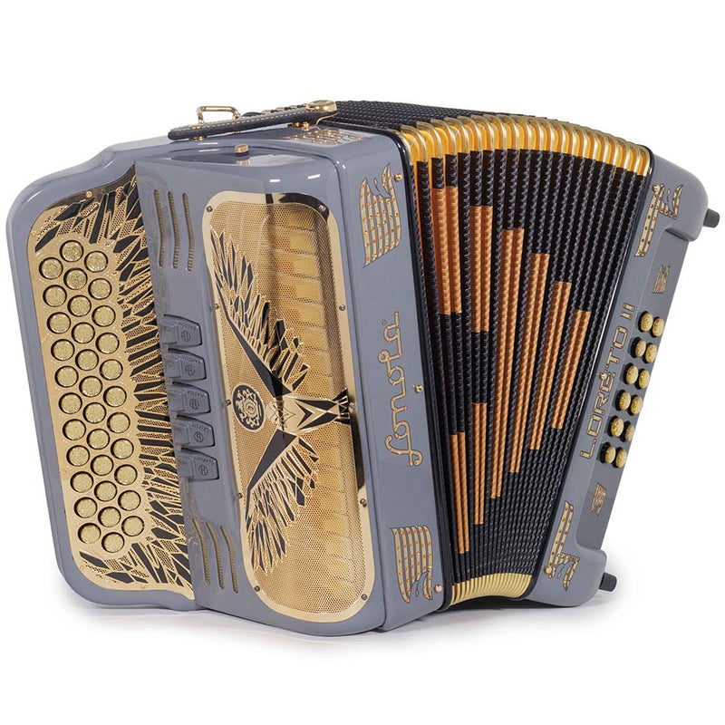 Sonola Loreto II Ultra Compacta Accordion 5 Registros EAD Gris Oscuro con Dorado