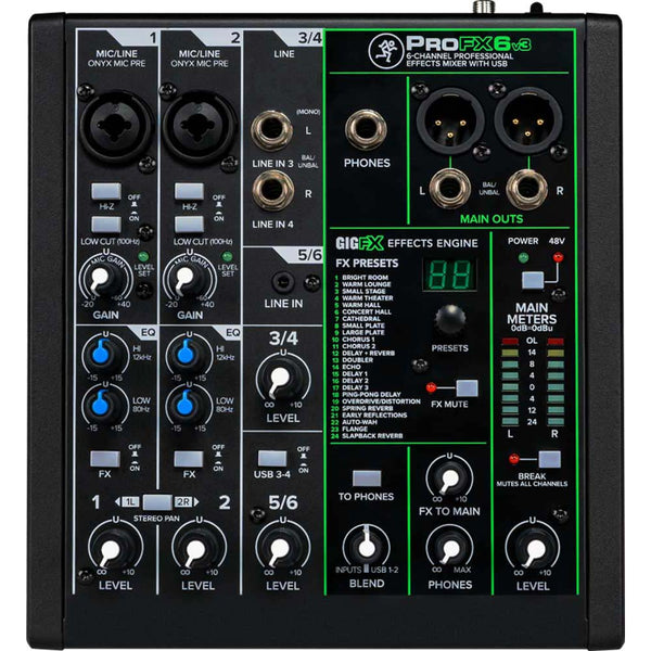 Mackie PROFX6V3 6-channel Mixer with USB and Effects-mixer-Mackie- Hermes Music