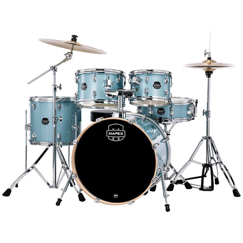 Mapex Venus 5 Pc Fusion Complete Setup VJ Aqua Blue Sparkle-drumset-Mapex- Hermes Music