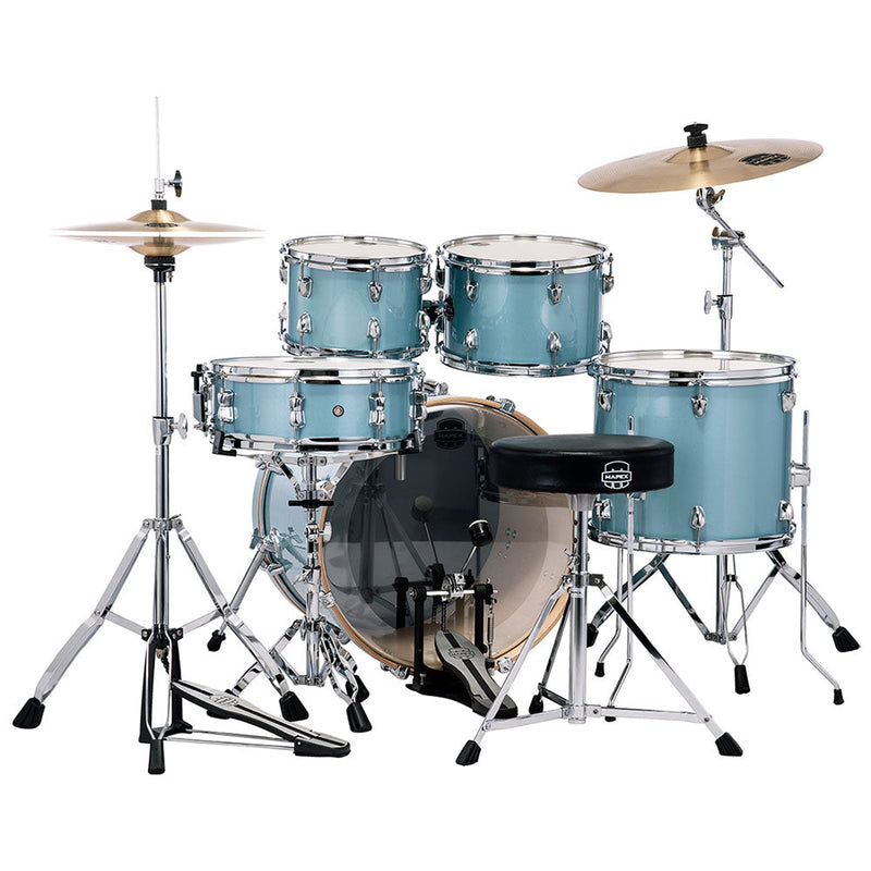 Mapex Venus 5 Pc Fusion Complete Setup VJ Aqua Blue Sparkle-drumset-Mapex- Hermes Music