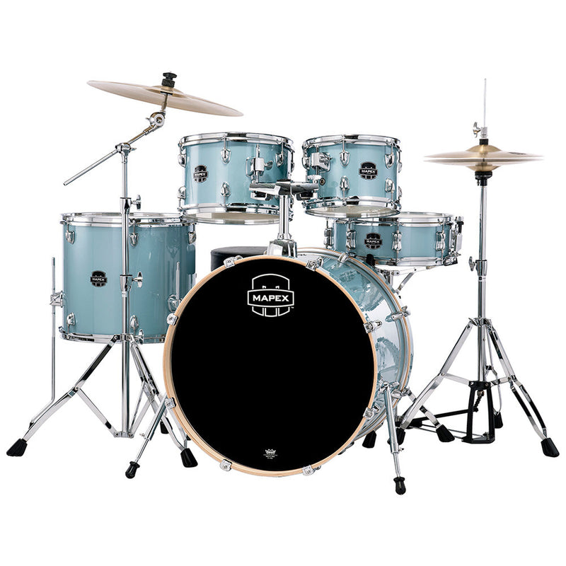 Mapex Venus 5 Pc Rock Complete Setup VJ Aqua Blue Sparkle-drumset-Mapex- Hermes Music