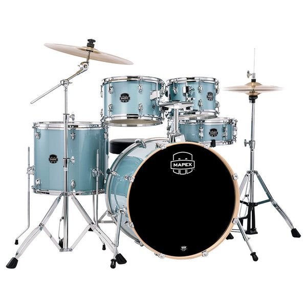 Mapex Venus 5 Pc Rock Complete Setup VJ Aqua Blue Sparkle-drumset-Mapex- Hermes Music