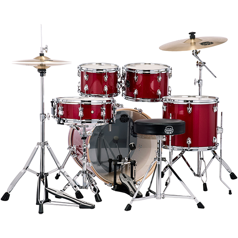 Mapex Venus 5 Piece Fusion Complete Setup VM Crimson Red Sparkle-drumset-Mapex- Hermes Music