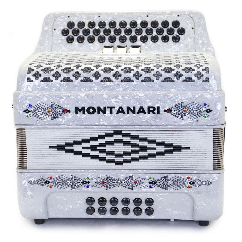Montanari 3412 3 Switch Accordion FBE White-accordion-Montanari- Hermes Music