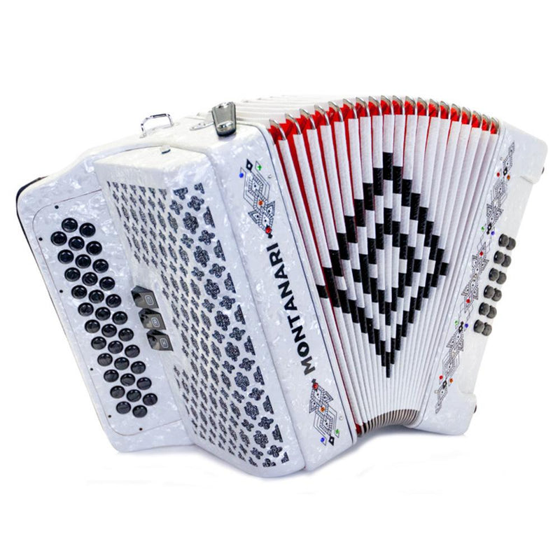 Montanari 3412 3 Switch Accordion FBE White-accordion-Montanari- Hermes Music