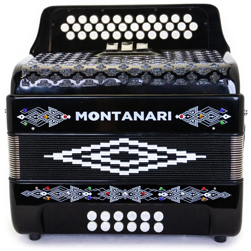 Montanari 3412 Accordion 3 Switch FBE Black-accordion-Hermes Music- Hermes Music