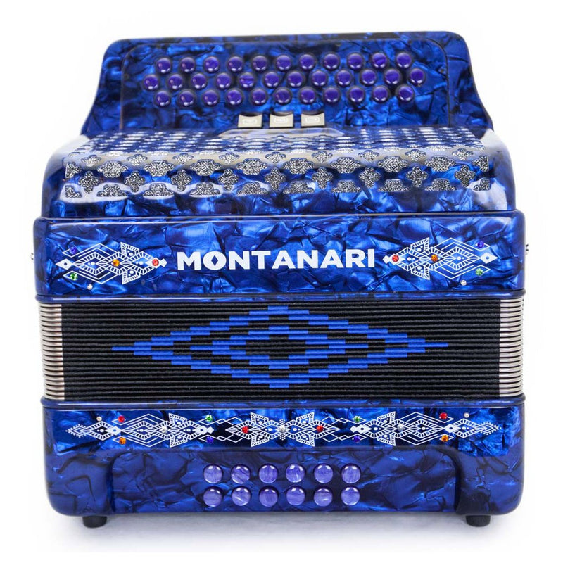 Montanari 3412 Accordion 3 Switch FBE Blue-accordion-Montanari- Hermes Music