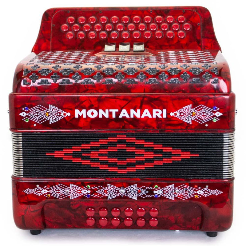 Montanari 3412 Accordion 3 Switch FBE Red-accordion-Montanari- Hermes Music