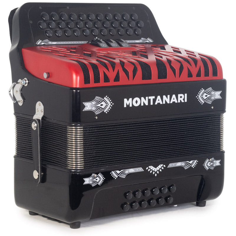 Montanari CM II Accordion 3 Switch 3412 EAD Black with Red-accordion-Montanari- Hermes Music